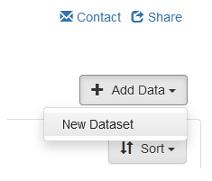 The RESOLVdata interface is shown. Specifically, the button "Add Data" has been clicked and the option "New Dataset" is displayed.